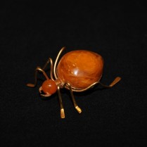 Vintage amber brooch Bug